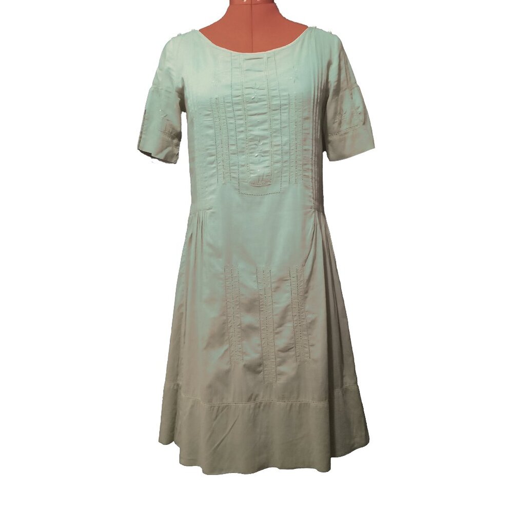 HOBBS N.W.3 Vintage Inspired Dark Seafoam Green Cotton Summer Dress Size UK 8